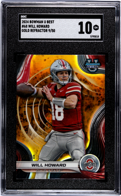 Will Howard 2024 Bowman U Best Gold Refractor 9/50 #68 SGC 10-1