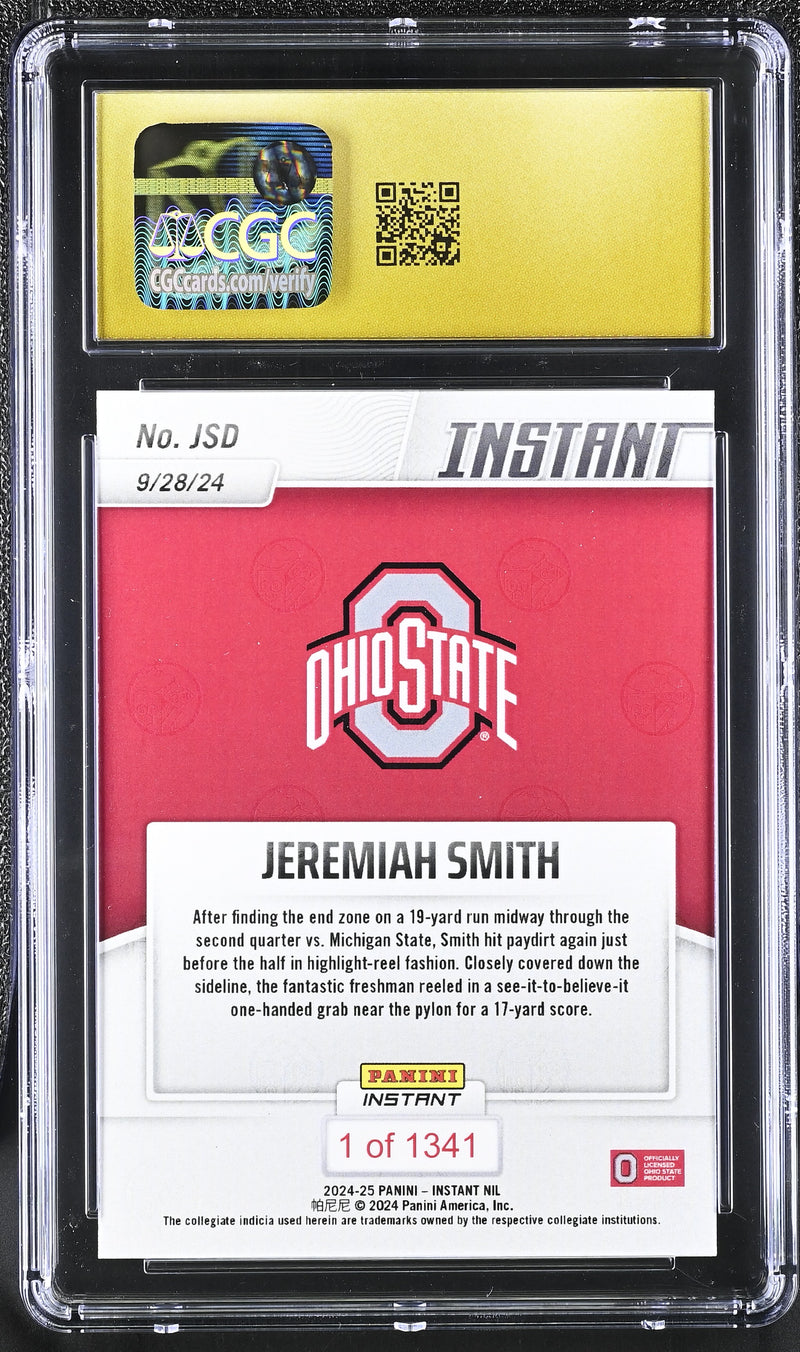 Jeremiah Smith 2024-25 Instant NIL #JSD CGC Pristine 10-2