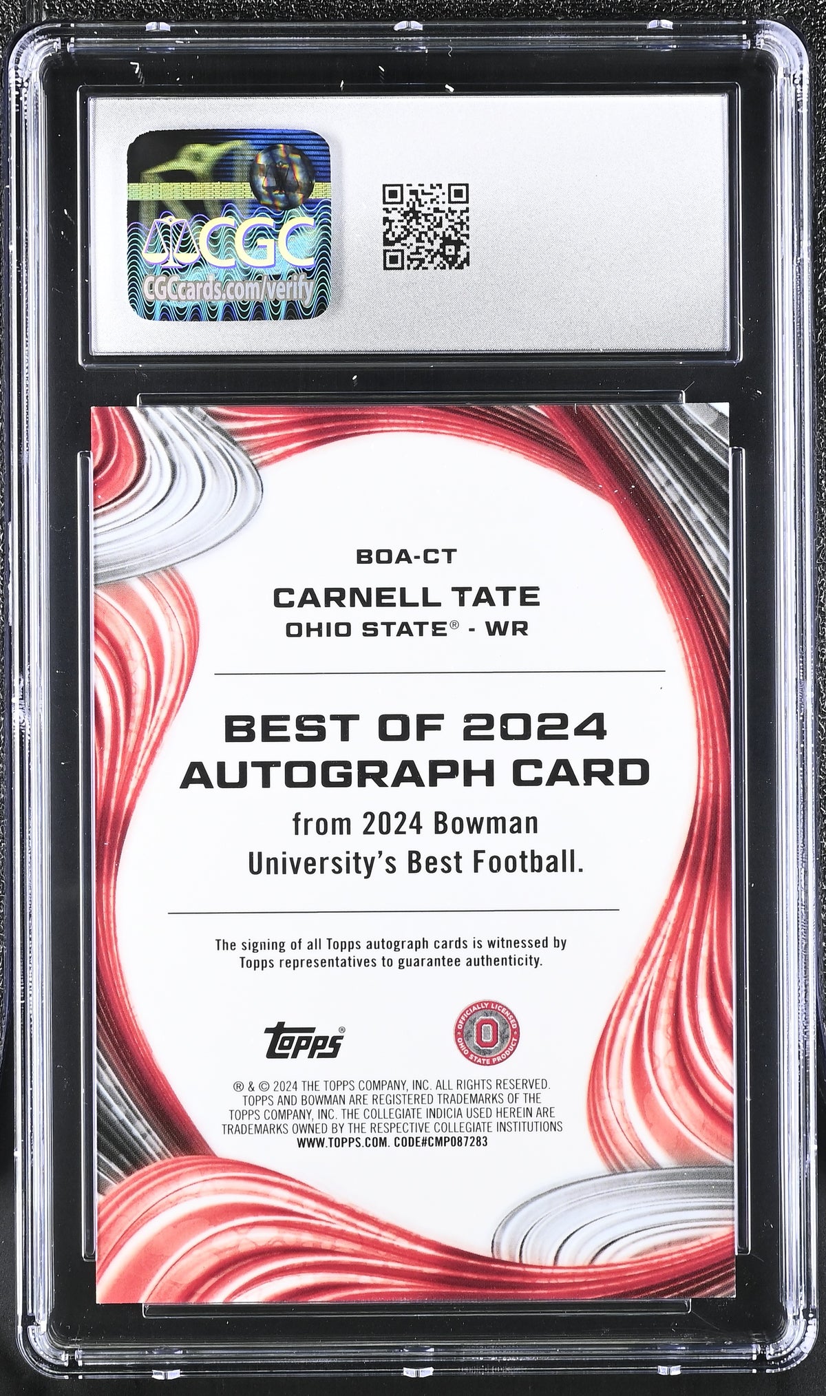 Carnell Tate 2024 University Best Best of '24 Autographs #BOA-CT CGC 10 Auto 10-2