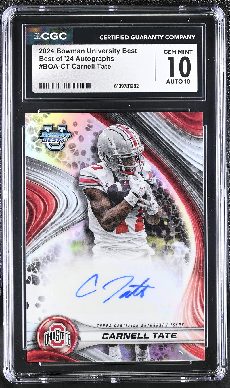 Carnell Tate 2024 University Best Best of '24 Autographs #BOA-CT CGC 10 Auto 10-1