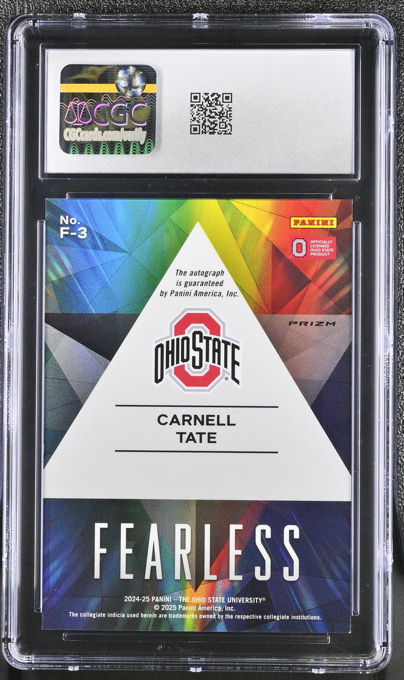 Carnell Tate Camo Pink 2024-25 Ohio State Prizm Fearless Autographs #F-3 CGC 9 Auto 10-2