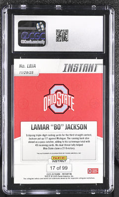 Lamar "Bo" Jackson 2025 Instant NIL Autographs #LBJA 17/99 CGC 10 Auto 10-2