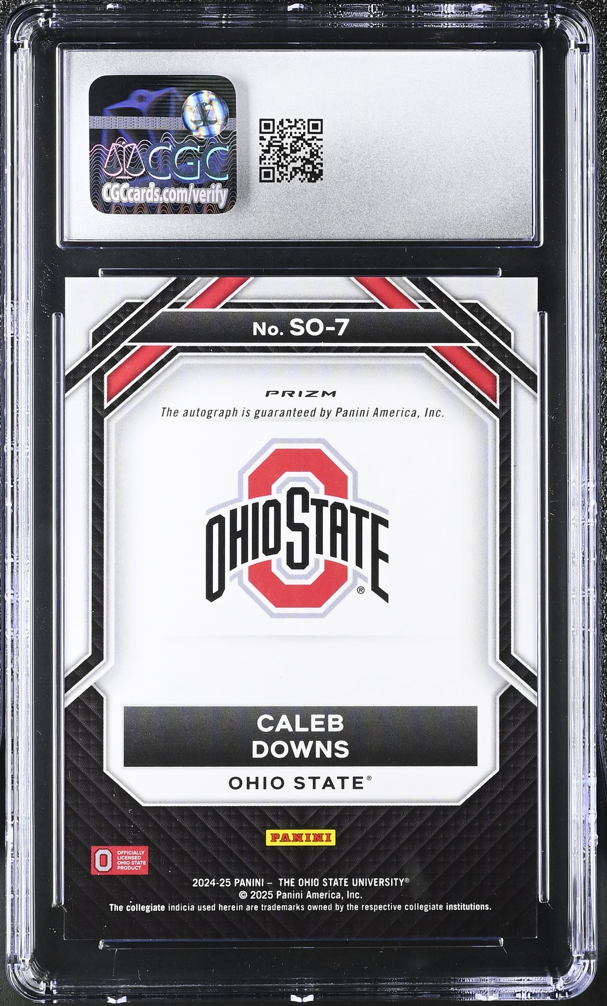 Caleb Downs 2024-25 Ohio State Prizm Student Orientation Autos #SO-7 CGC 9.5 Auto 10-2