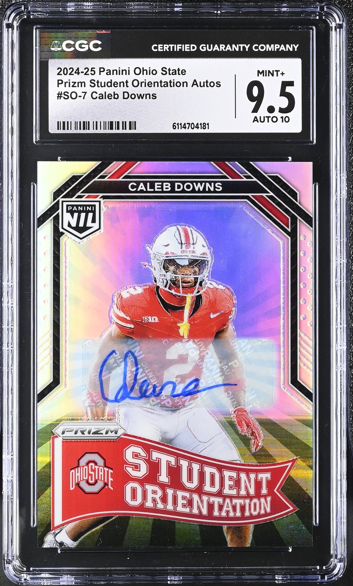 Caleb Downs 2024-25 Ohio State Prizm Student Orientation Autos #SO-7 CGC 9.5 Auto 10-1