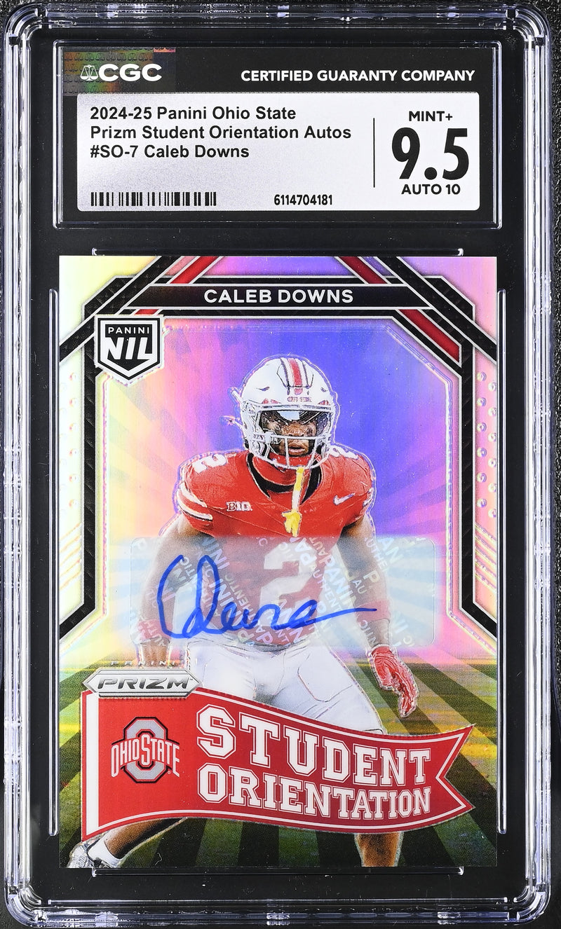Caleb Downs 2024-25 Ohio State Prizm Student Orientation Autos #SO-7 CGC 9.5 Auto 10-1
