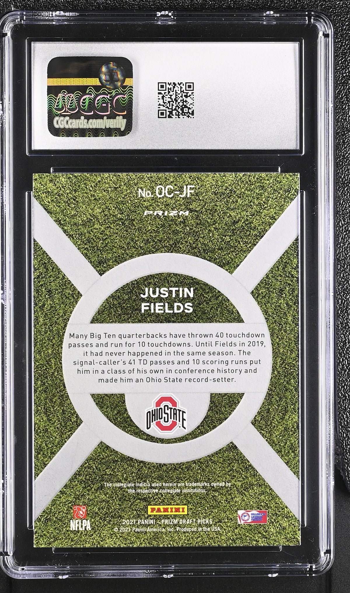Justin Fields 2021 Prizm Draft Picks On Campus #OC-JF CGC 9.5-2