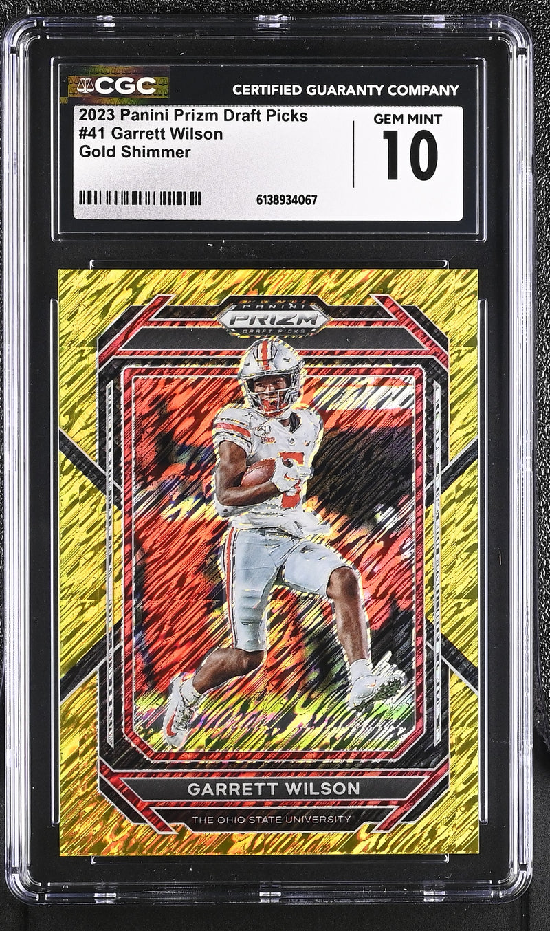 Garrett Wilson Gold Shimmer 4/15 2023 Prizm Draft Picks #41 CGC 10-1