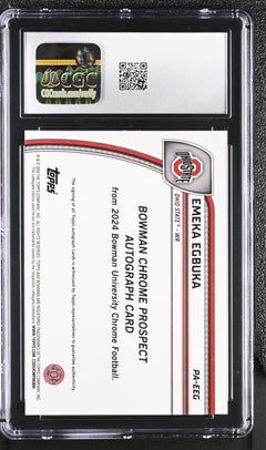 Emeka Egbuka Yellow Refractor 2024 University Chrome Prospect Autographs 19/75 CGC 9 Auto 10-2