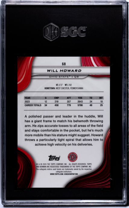 Will Howard 2024 Bowman U Best Red Geometric Refractor 1/10 #68-2