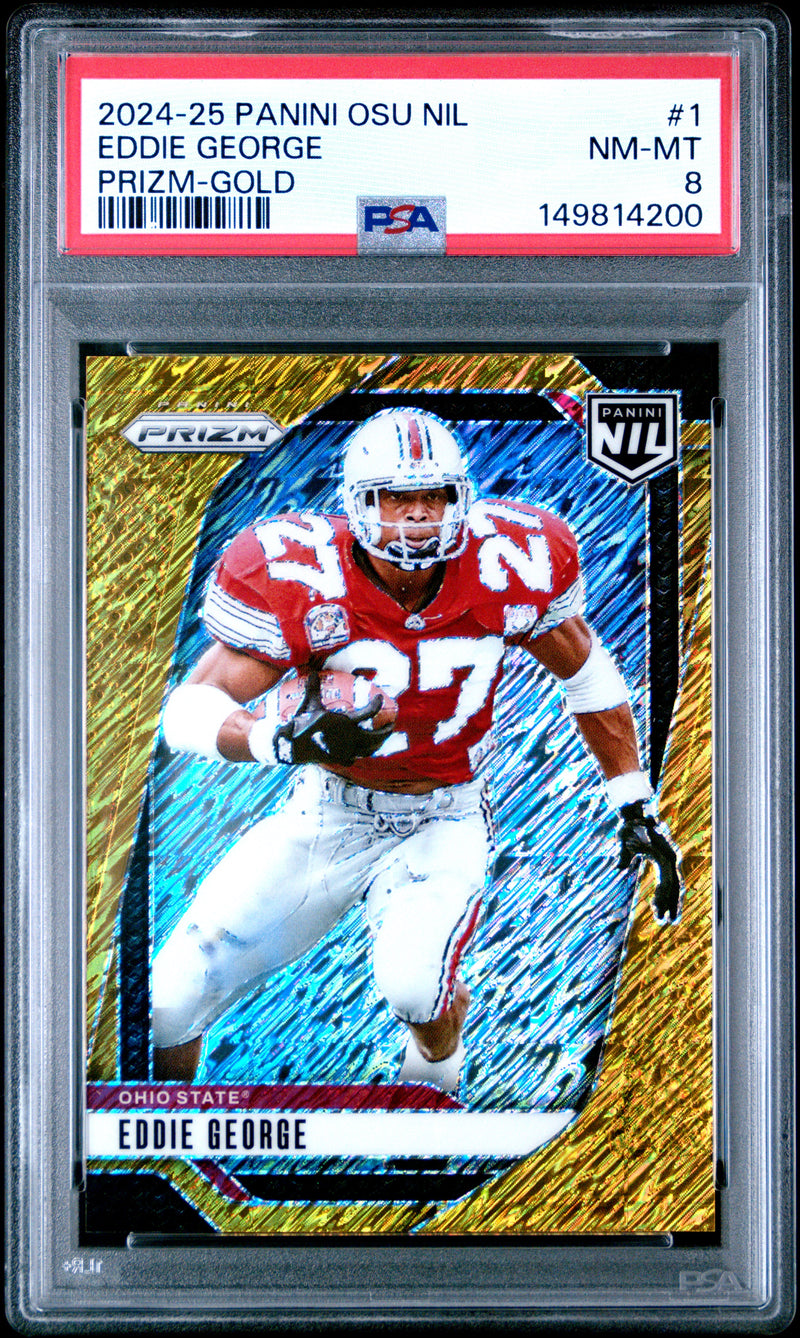 Eddie George 2024 Panini The Ohio State University Nil Prizm Gold 8/10 #1 PSA 8-1