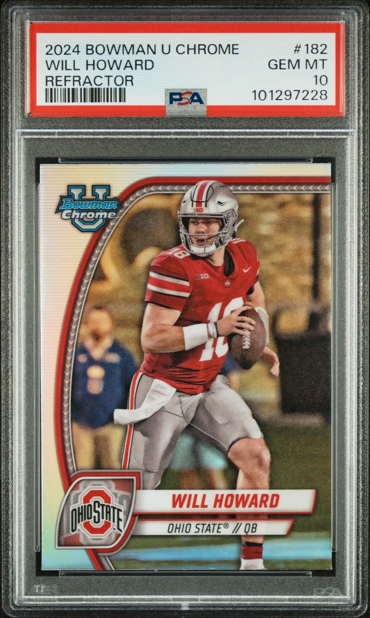 Will Howard 2024 Bowman University Chrome Refractor #182 PSA 10-1