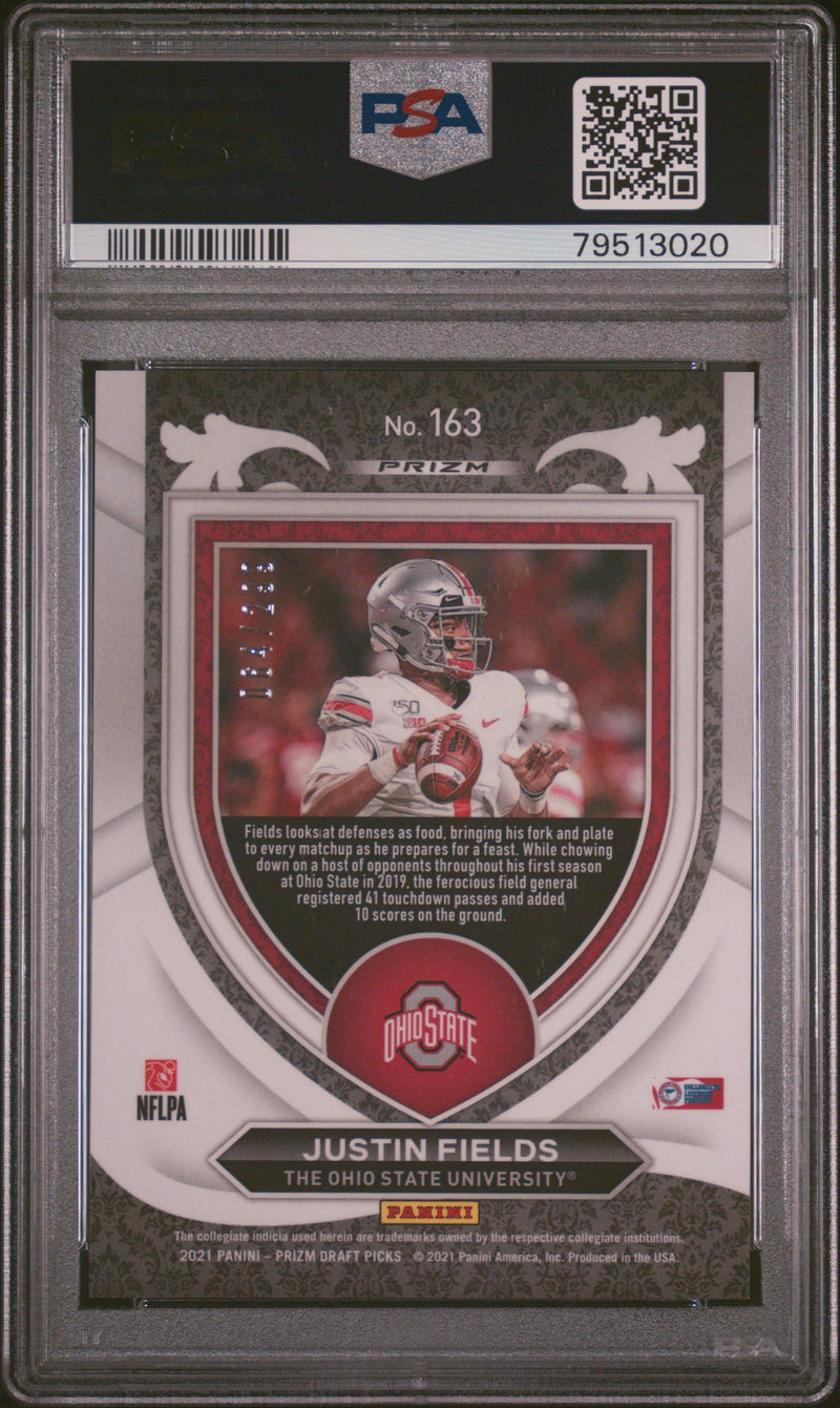 Justin Fields 2021 Panini Prizm Draft Picks Red Prizm 64/299 #163 PSA 10-2