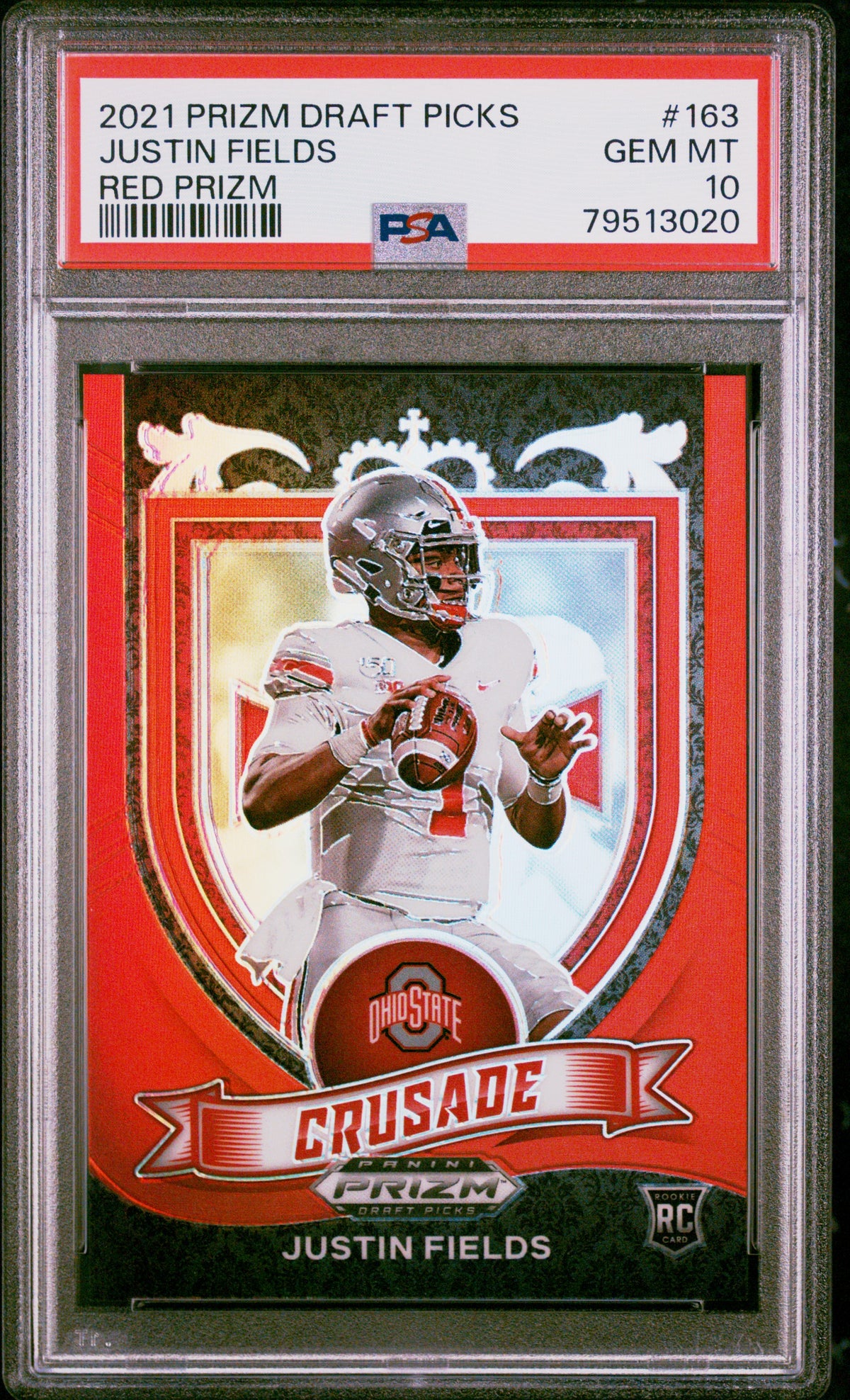 Justin Fields 2021 Panini Prizm Draft Picks Red Prizm 64/299 #163 PSA 10-1