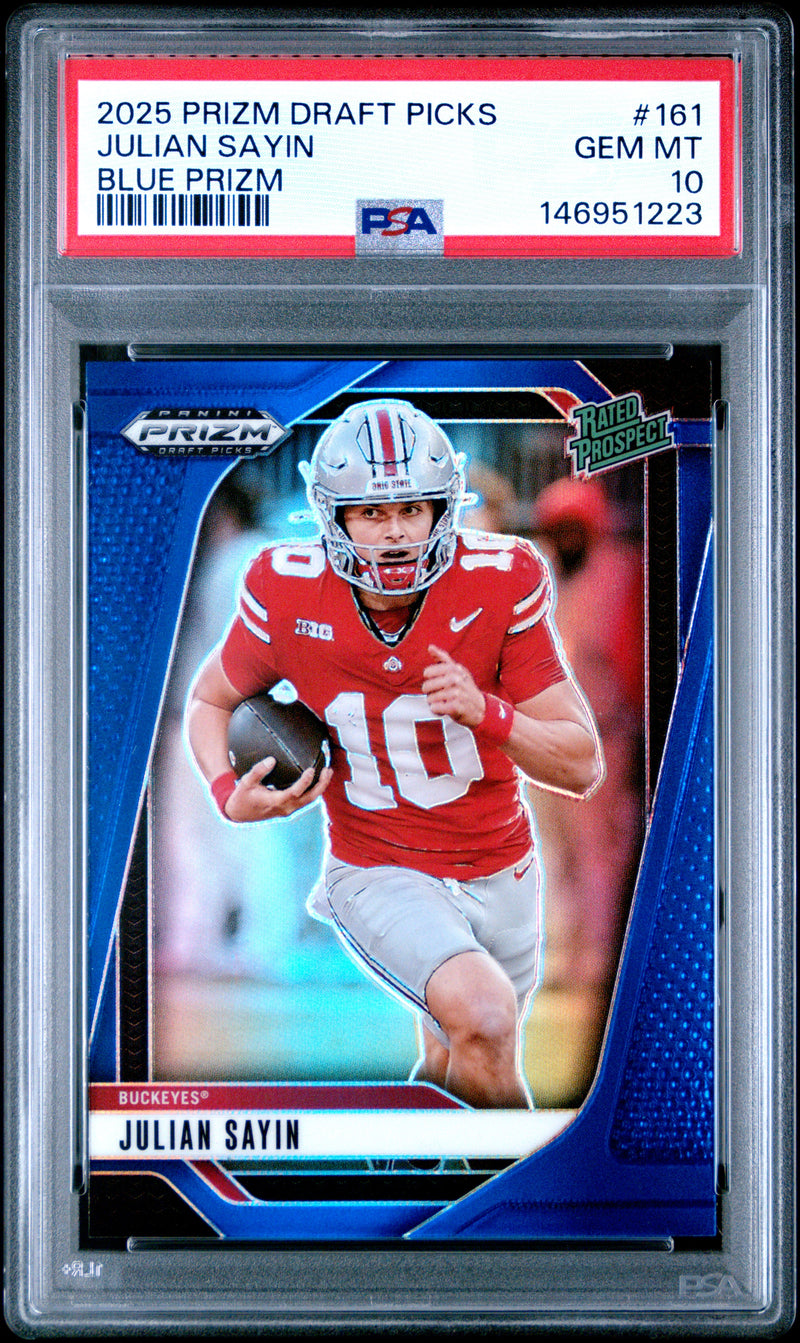 Julian Sayin 2025 Panini Prizm Draft Picks Blue Prizm 241/249 #161 PSA 10-1