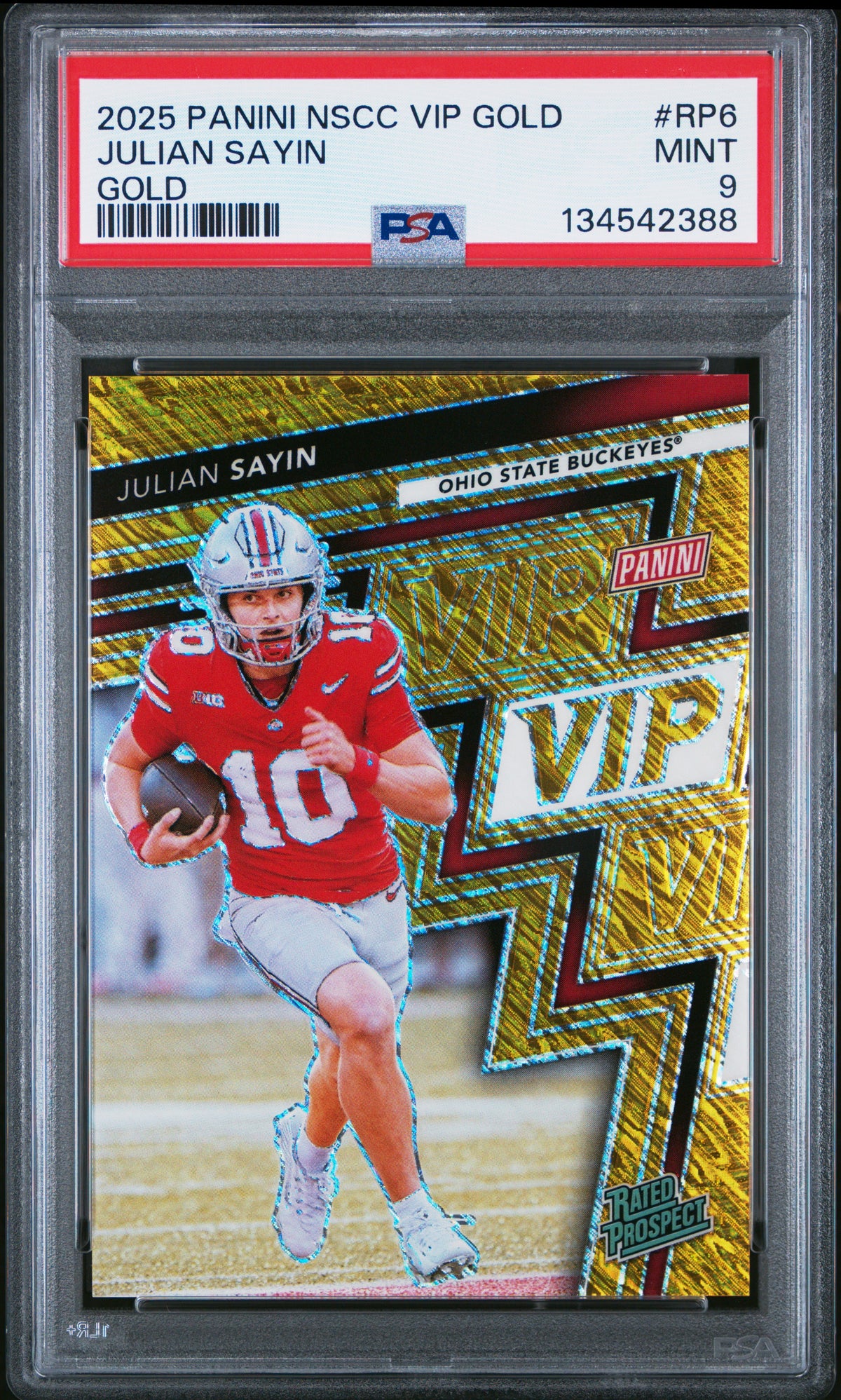 Julian Sayin 2025 Panini National Sports Collectors Convention Vip Gold Gold 5/10 #RP6 PSA 9