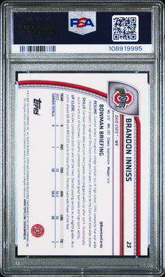 Brandon Inniss 2024 Bowman University Chrome Sapphire Gold 12/50 PSA 10-2