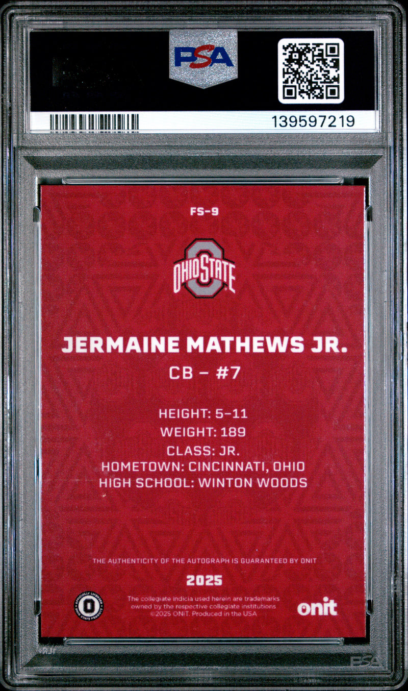 Jermaine Mathews Jr. 2025 Onit Ohio State University Fusion Signatures 48/60 #FS-9-2
