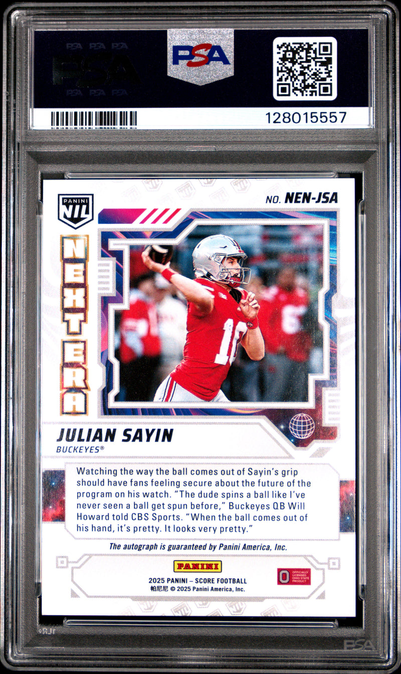 Julian Sayin 2025 Panini Score Next Era Nil Autographs #NENJSA PSA 9-2