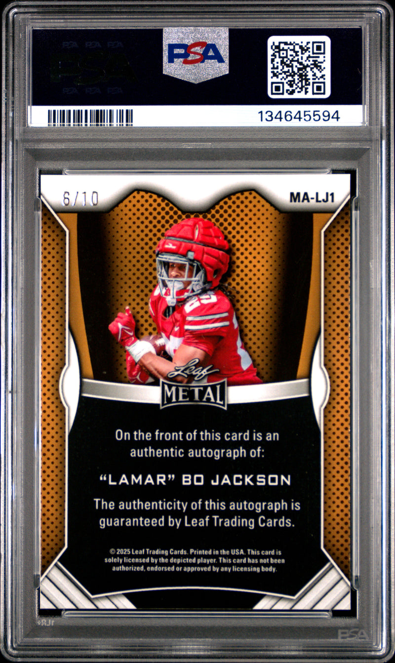 Bo Jackson 2025 Leaf Web Exclusives Metal Auto-Red Prismatic 6/10 #LJ1 PSA 10-2