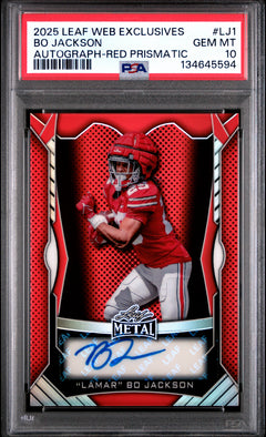 Bo Jackson 2025 Leaf Web Exclusives Metal Auto-Red Prismatic 6/10 #LJ1 PSA 10-1