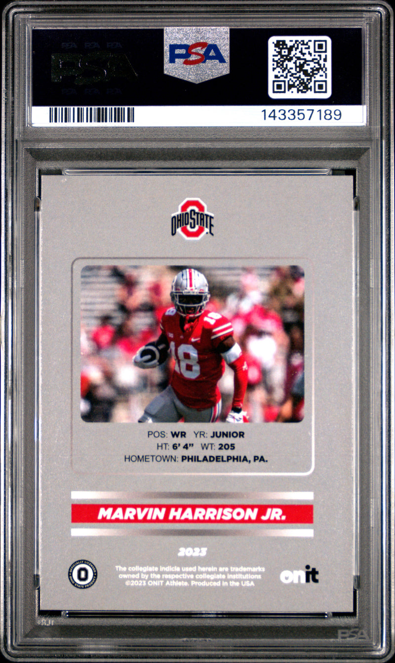Marvin Harrison Jr. 2023 Onit Ohio State University Nil Signature Series 264/400 PSA 10-2