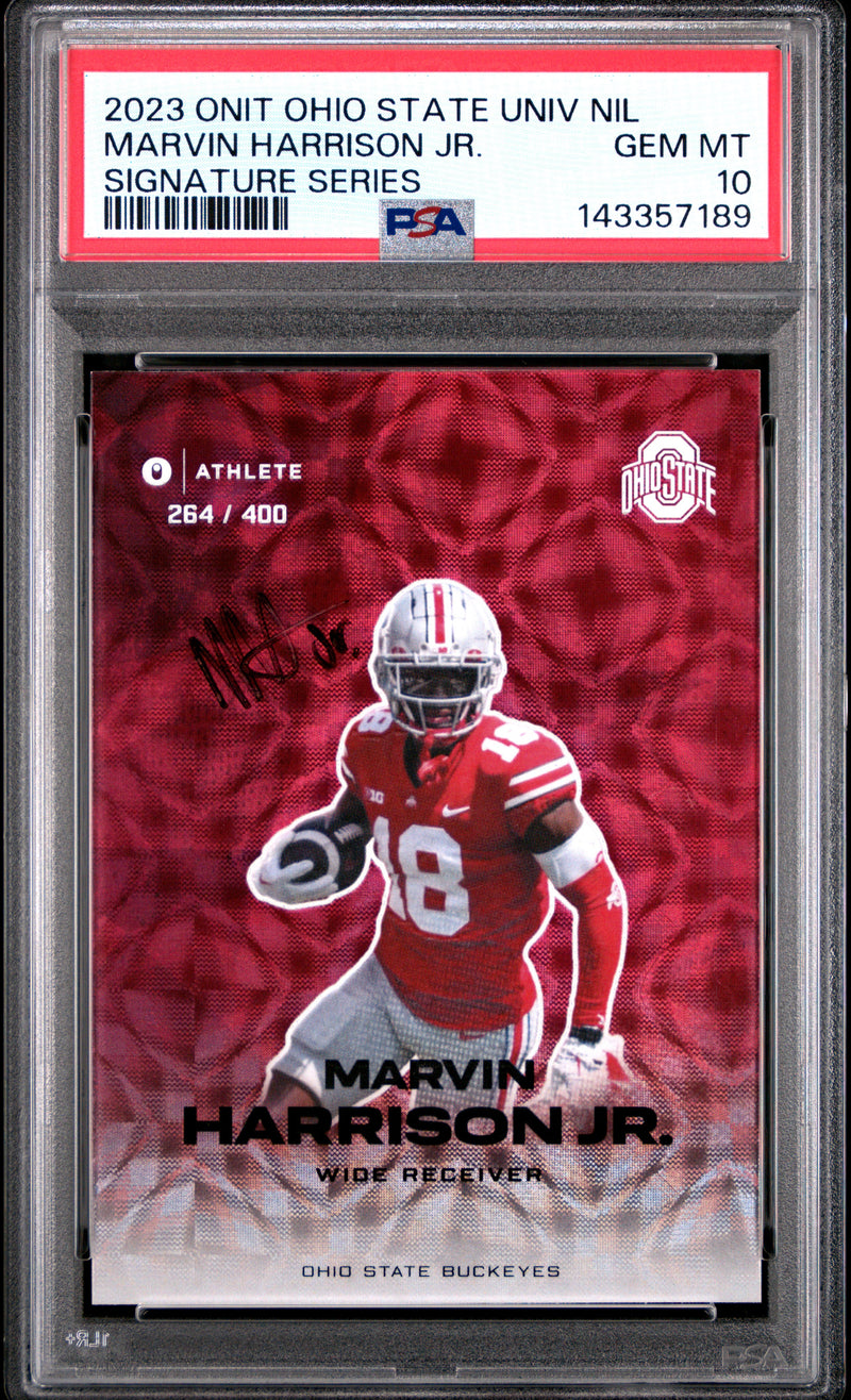 Marvin Harrison Jr. 2023 Onit Ohio State University Nil Signature Series 264/400 PSA 10-1