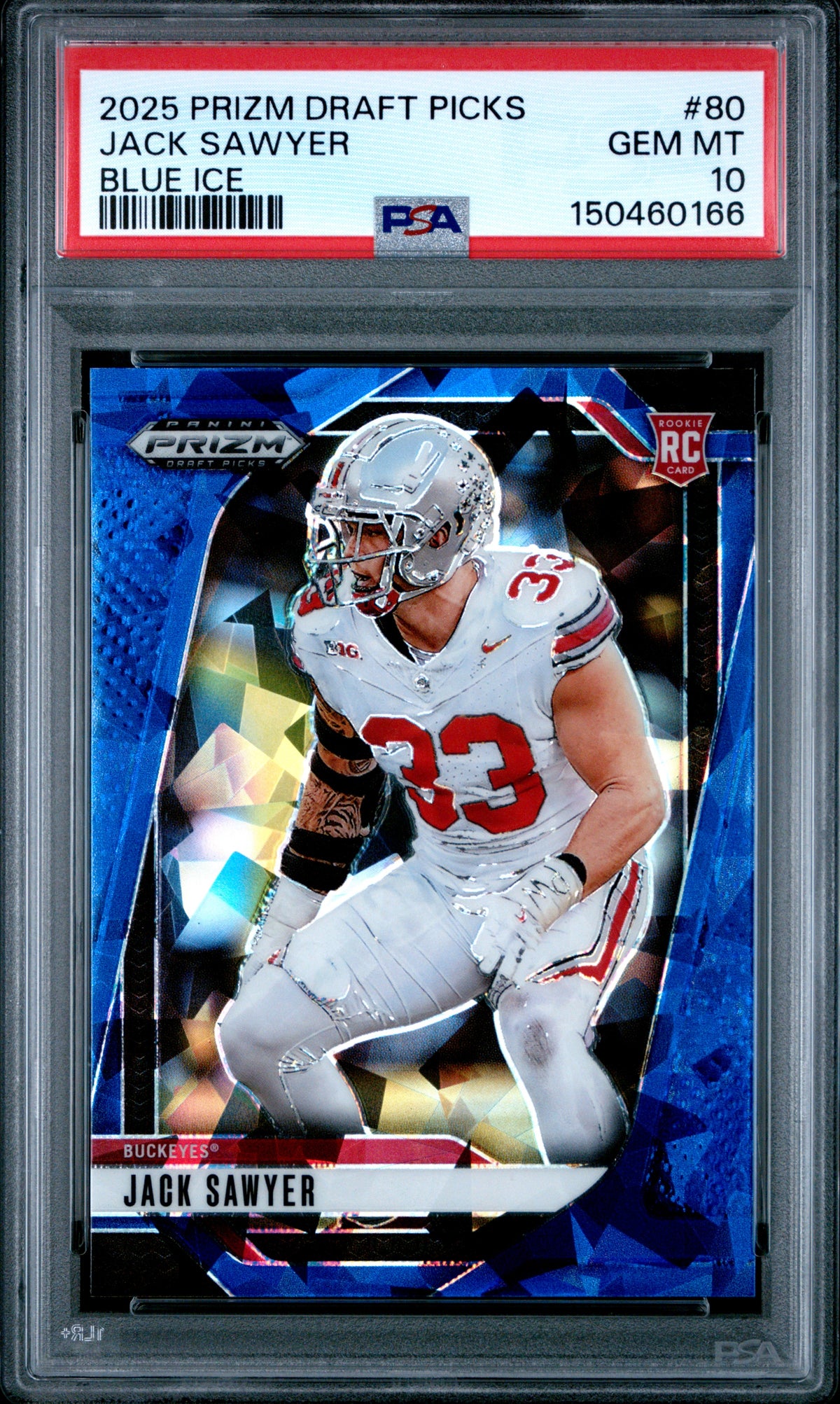 Jack Sawyer 2025 Panini Prizm Draft Picks Blue Ice 78/149 #80 PSA 10