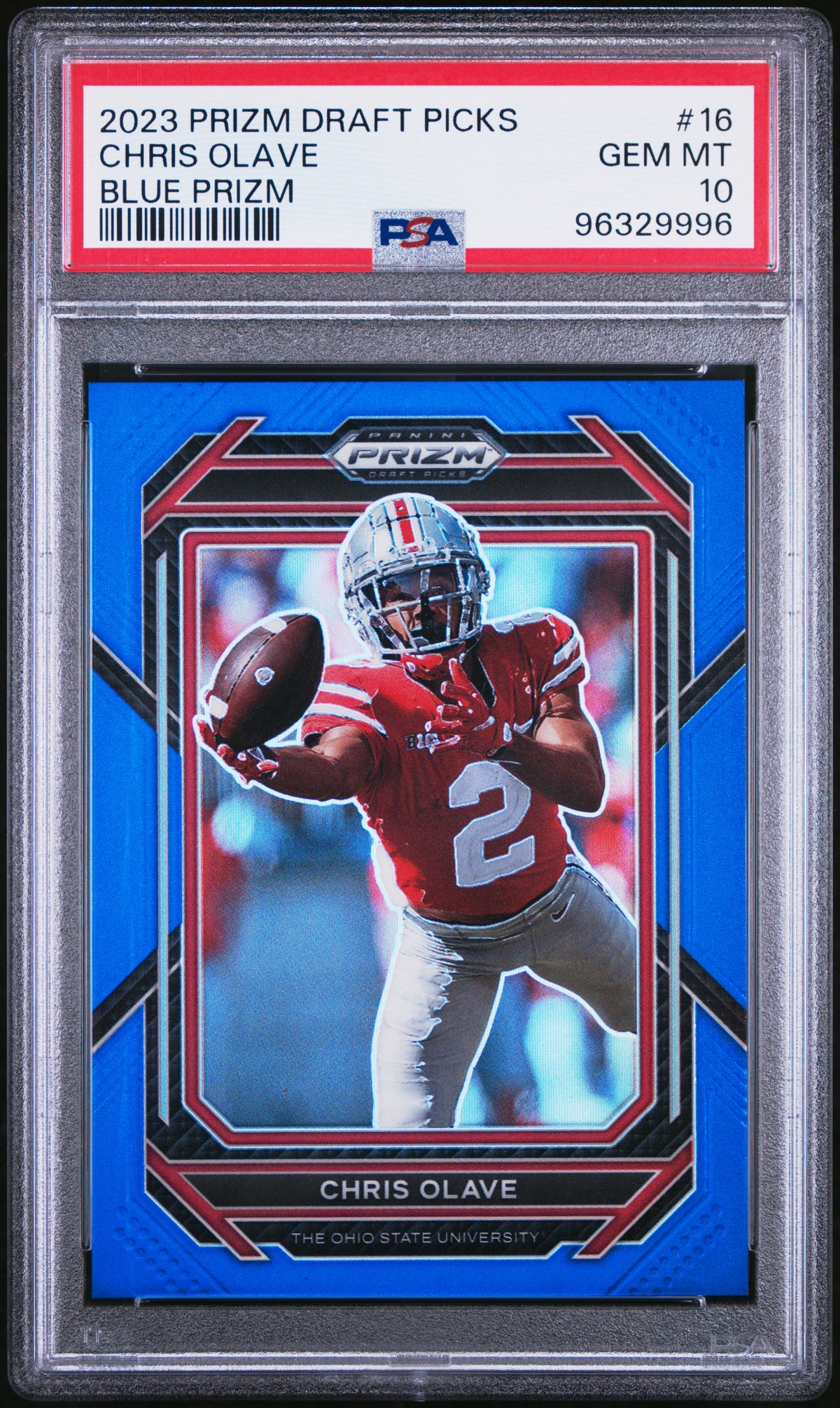Chris Olave 2023 Panini Prizm Draft Picks Blue Prizm 175/199 #16 PSA 10