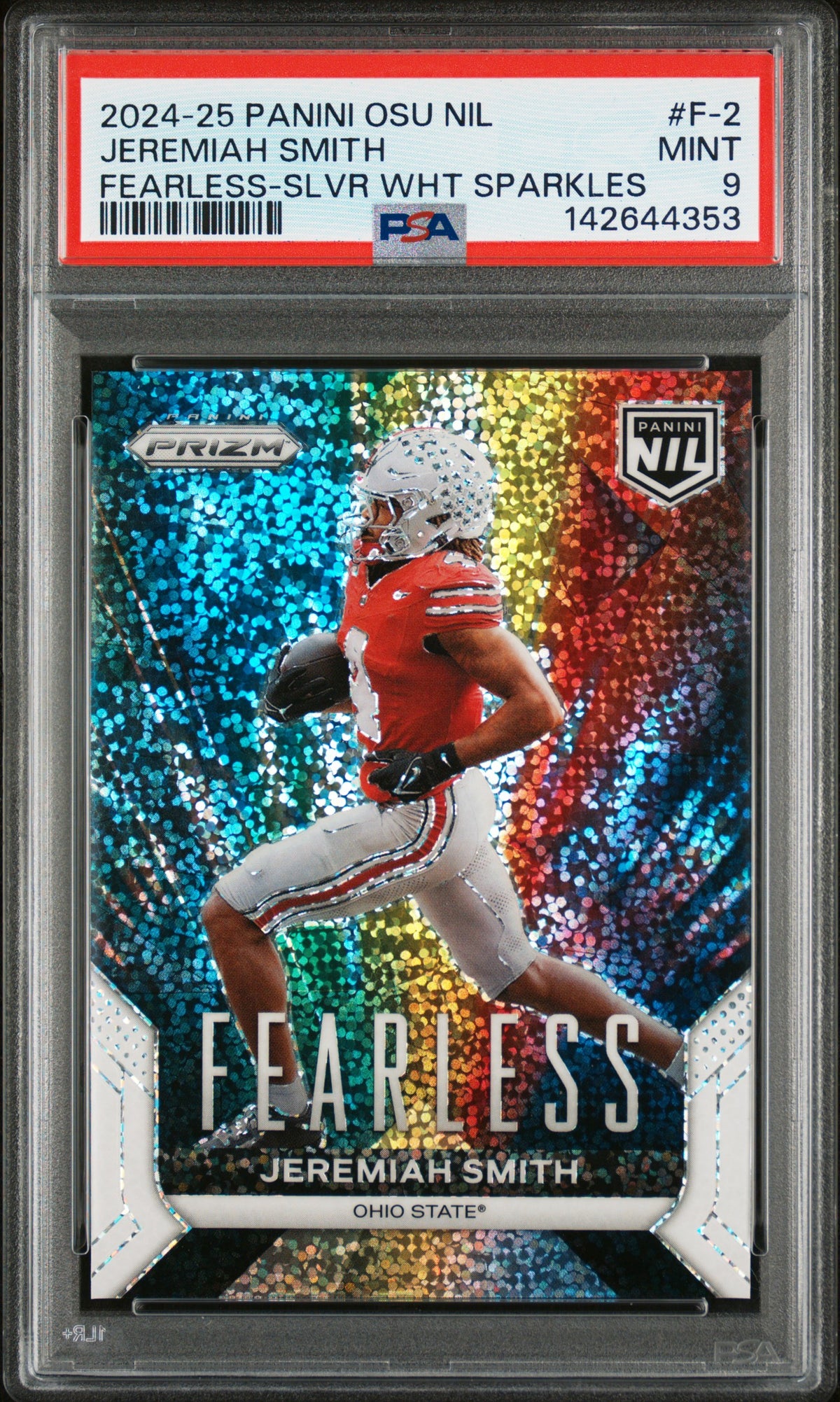 Jeremiah Smith 2024 Panini The Ohio State University Nil Fearless Fearless-Slvr White Sparkles #F-2 PSA 9