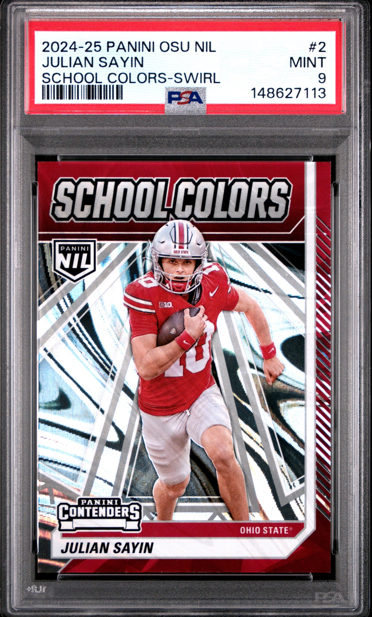 Julian Sayin 2024 Panini The Ohio State University Nil School Colors School Colors-Swirl 158/199 #2 PSA 9