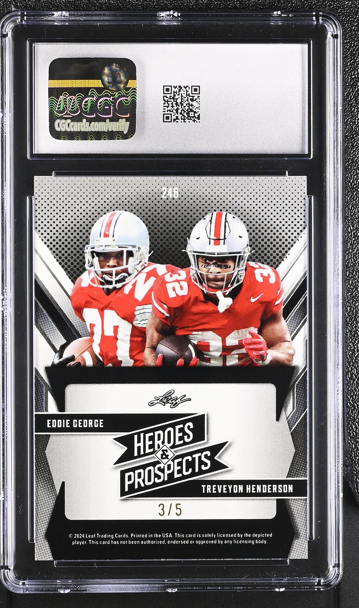 Eddie George/TreVeyon Henderson Pink 2024 Heroes & Prospects 3/5 #246 CGC 9.5-2