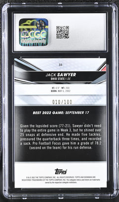 Jack Sawyer Lava Refractor 2022 University 10/100 #33 CGC 10-2