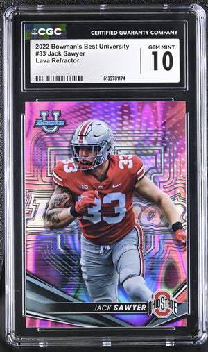 Jack Sawyer Lava Refractor 2022 University 10/100 #33 CGC 10