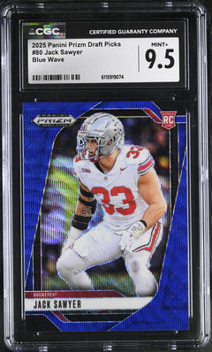 Jack Sawyer Blue Wave 2025 Prizm Draft Picks 179/299 #80 CGC 9.5-1