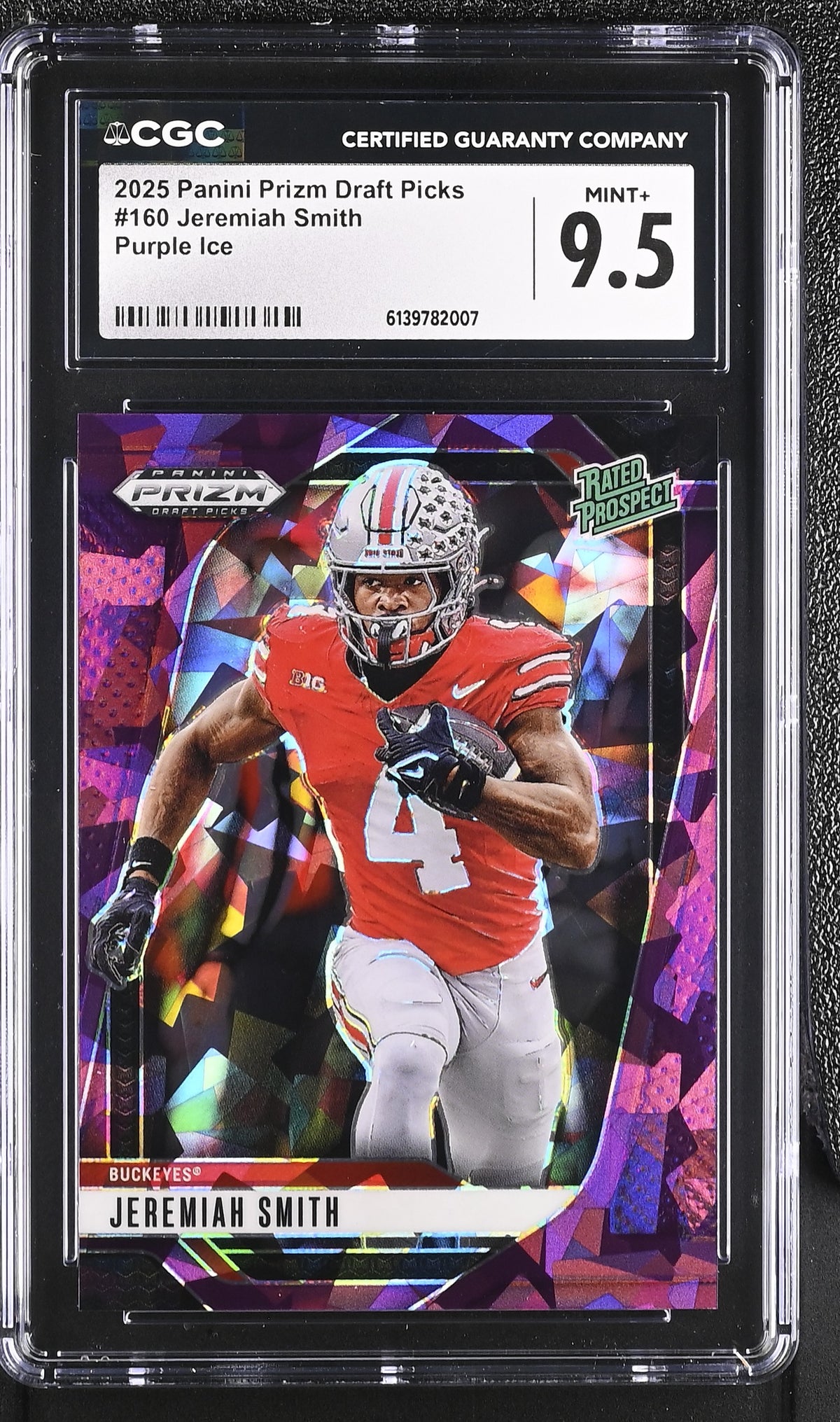 Jeremiah Smith Purple Ice 2025 Prizm Draft Picks 19/199 #160 CGC 9.5