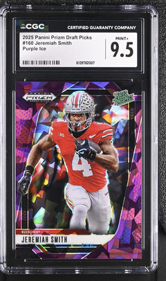 Jeremiah Smith Purple Ice 2025 Prizm Draft Picks 19/199 #160 CGC 9.5-1