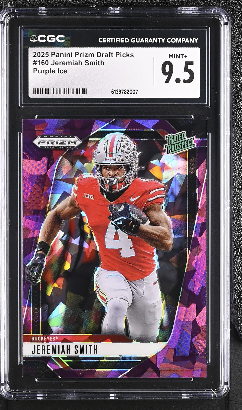 Jeremiah Smith Purple Ice 2025 Prizm Draft Picks 19/199 #160 CGC 9.5-1