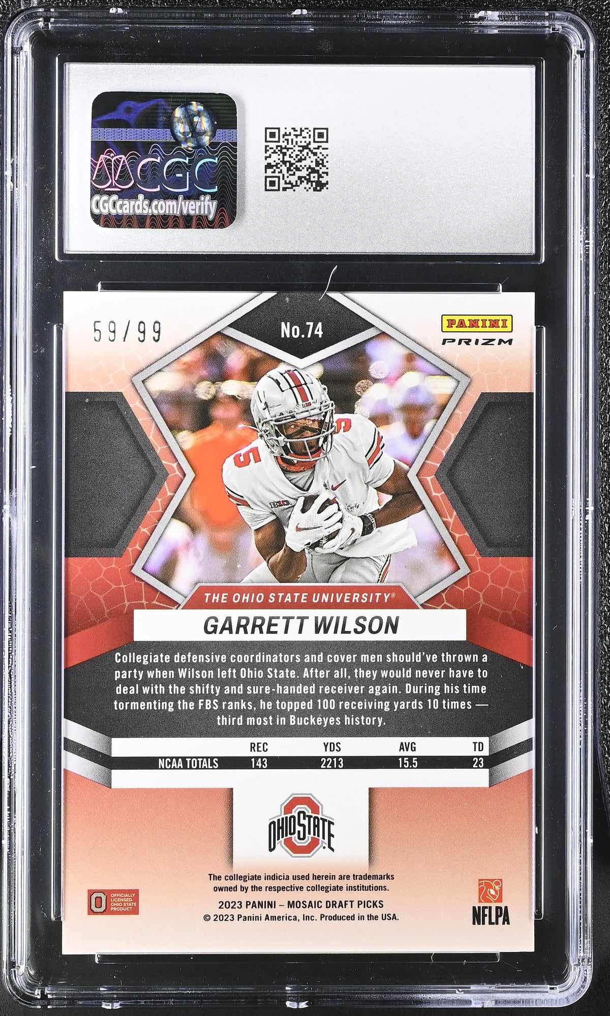Garrett Wilson Red 2023 Mosaic Draft Picks 59/99 #74-2