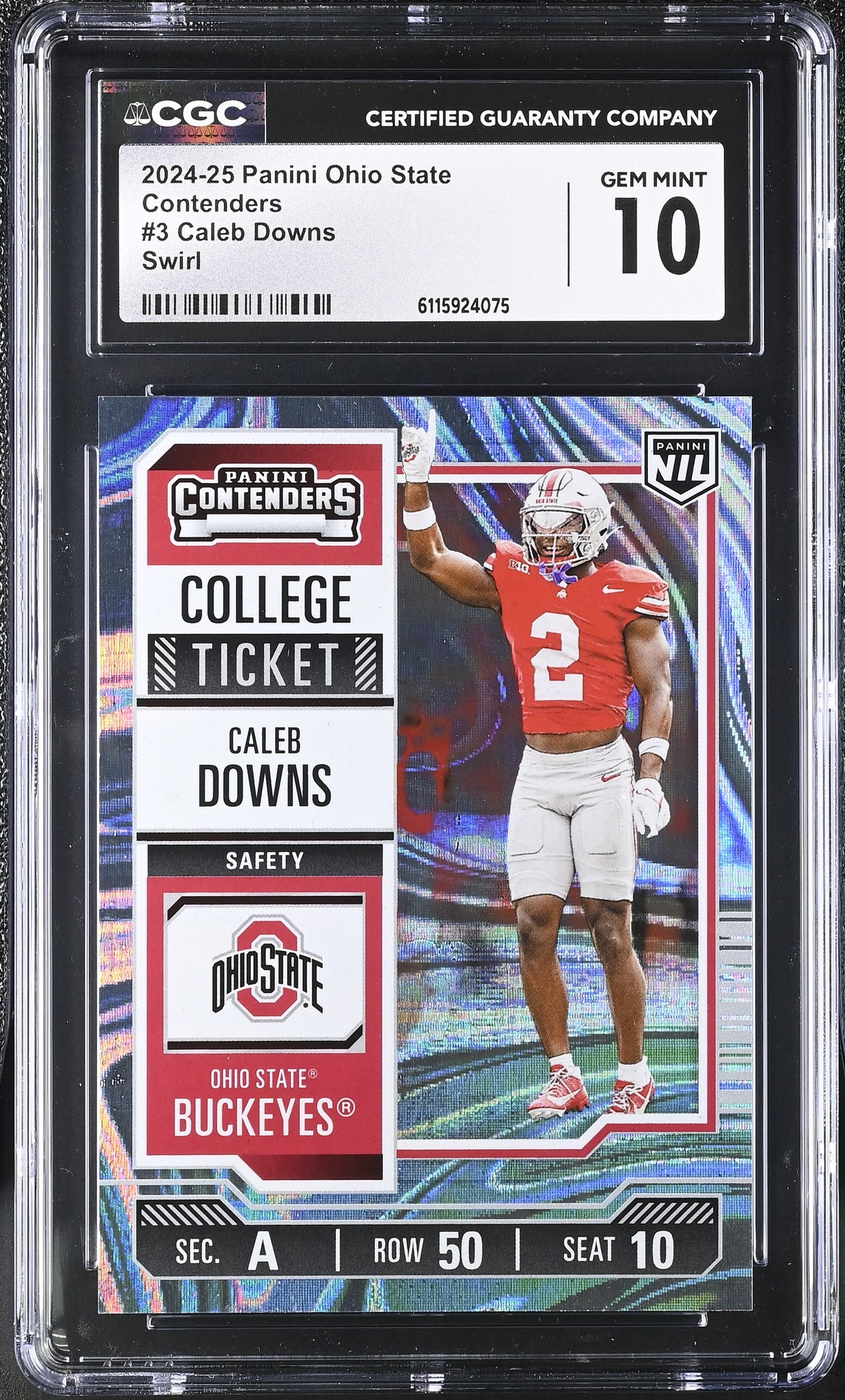 Caleb Downs Swirl 2024-25 Ohio State Contenders 79/199 #3 CGC 10-1