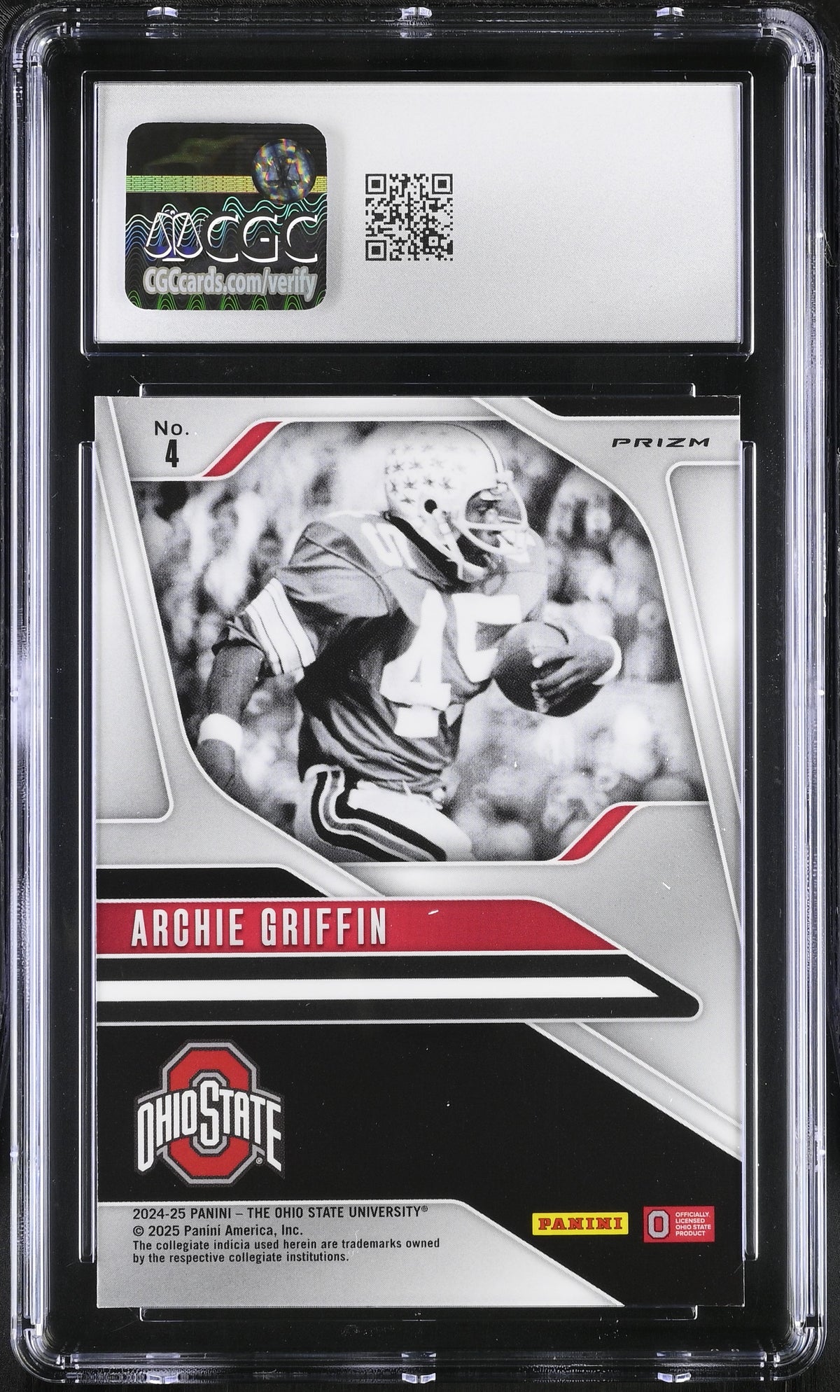 Archie Griffin White Sparkle 2024-25 Ohio State Prizm #4 CGC 9-2