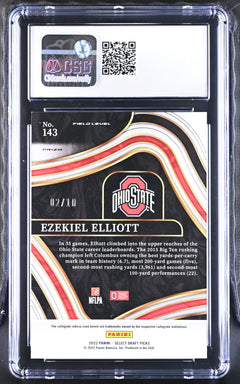 Ezekiel Elliott Gold 2022 Select Draft Picks 2/10 #143 CGC 8.5-2
