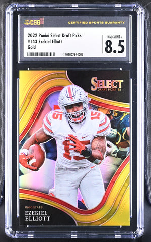 Ezekiel Elliott Gold 2022 Select Draft Picks 2/10 #143 CGC 8.5