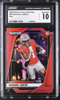 Quinshon Judkins Red 392/399 2025 Prizm Draft Picks #84 CGC 10-1