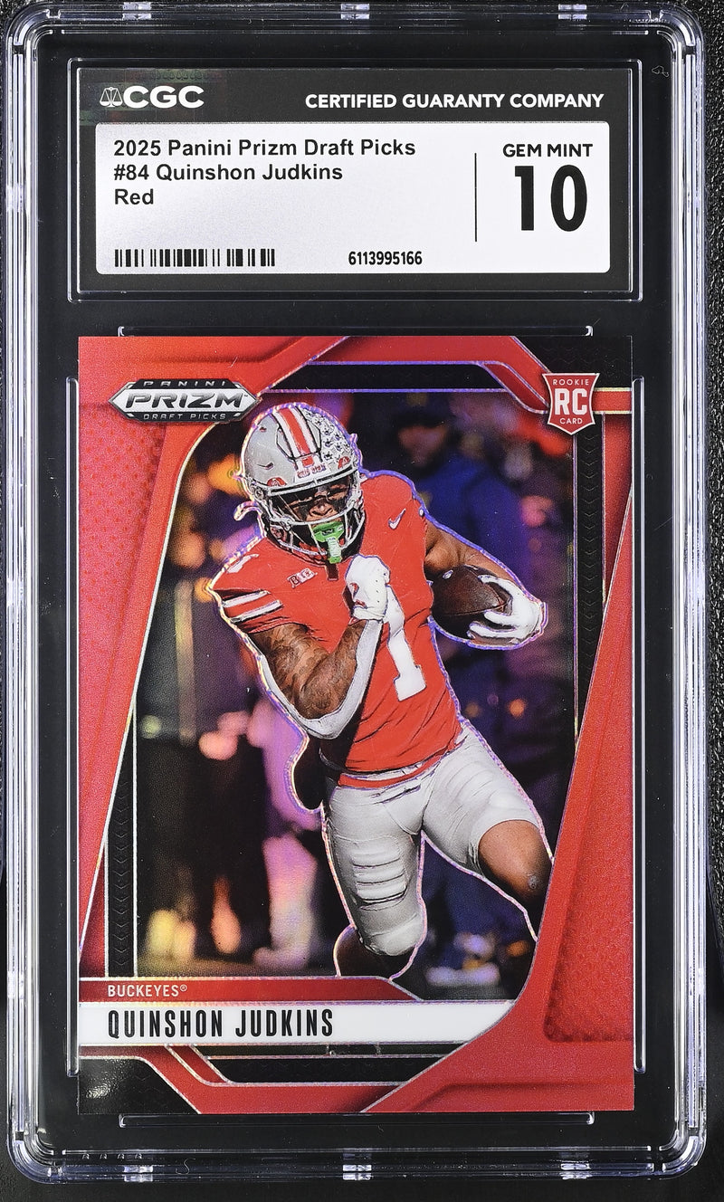Quinshon Judkins Red 392/399 2025 Prizm Draft Picks #84 CGC 10-1