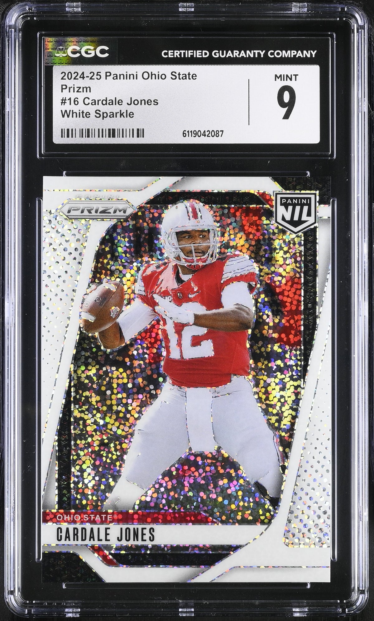 Cardale Jones White Sparkle 2024-25 Ohio State Prizm #16 CGC 9-1