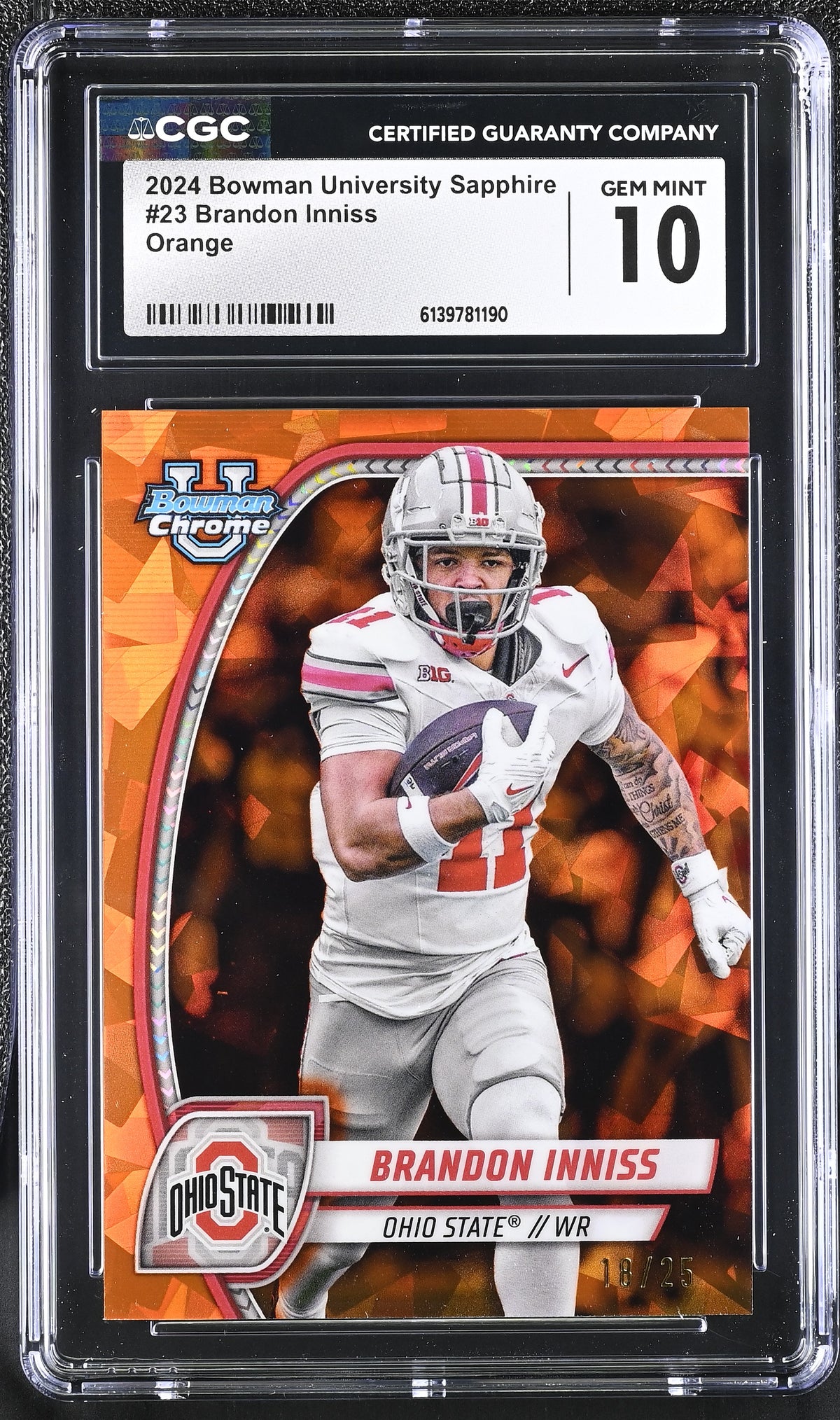 Brandon Inniss Orange 2024 University Sapphire 18/25 #23 CGC 10-1