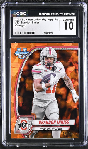 Brandon Inniss Orange 2024 University Sapphire 18/25 #23 CGC 10