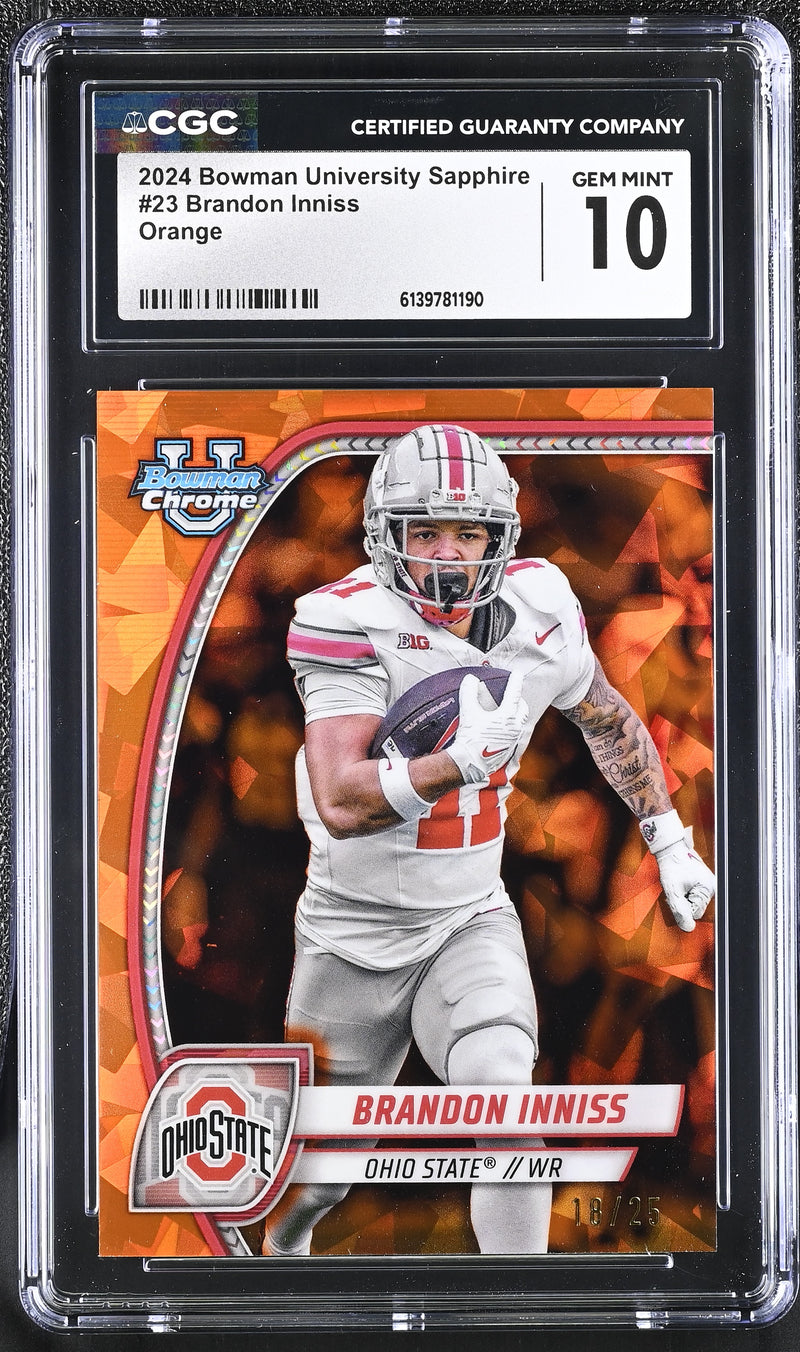 Brandon Inniss Orange 2024 University Sapphire 18/25 #23 CGC 10-1