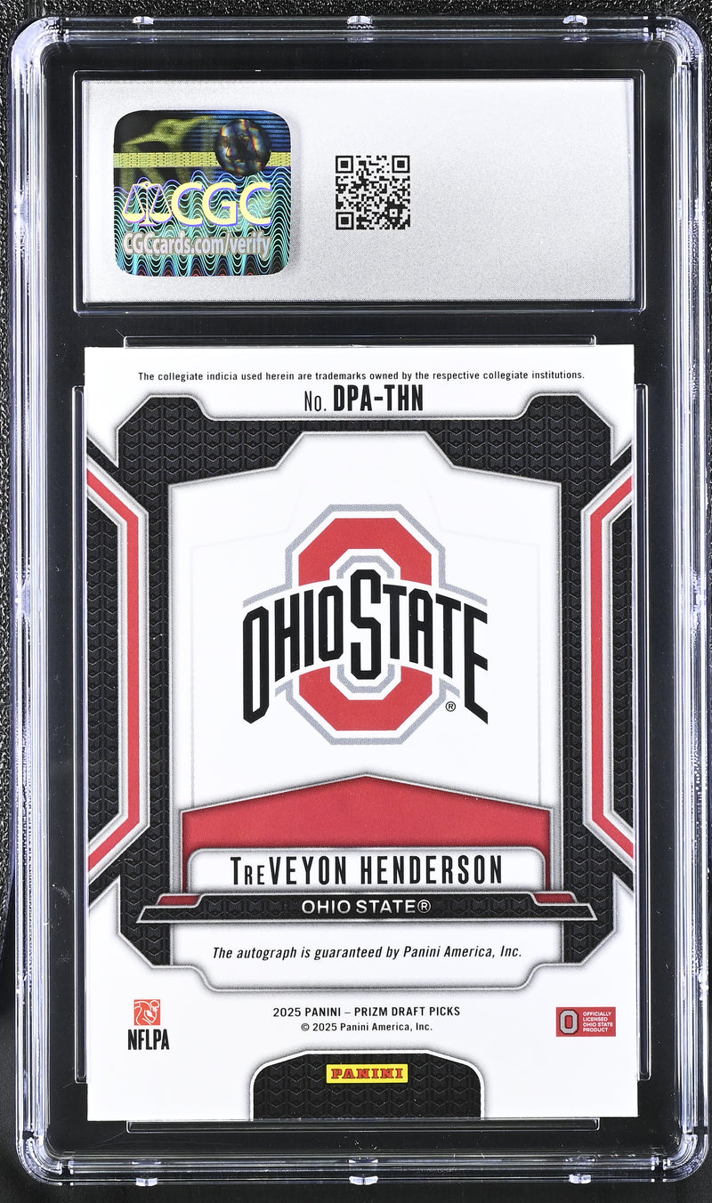 TreVeyon Henderson 2025 Prizm Draft Picks Draft Picks Autographs #DPA-THN CGC 10 Auto 10-2