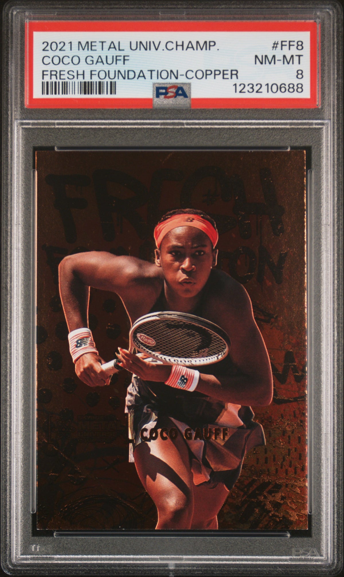 Coco Gauff 2021 Metal Universe Copper Fresh Foundations PSA 8